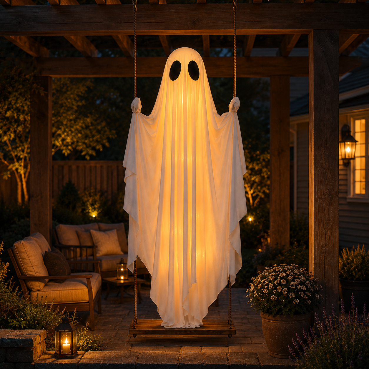 13FT Adjustable Lighted Swing Ghost Outdoor Decor