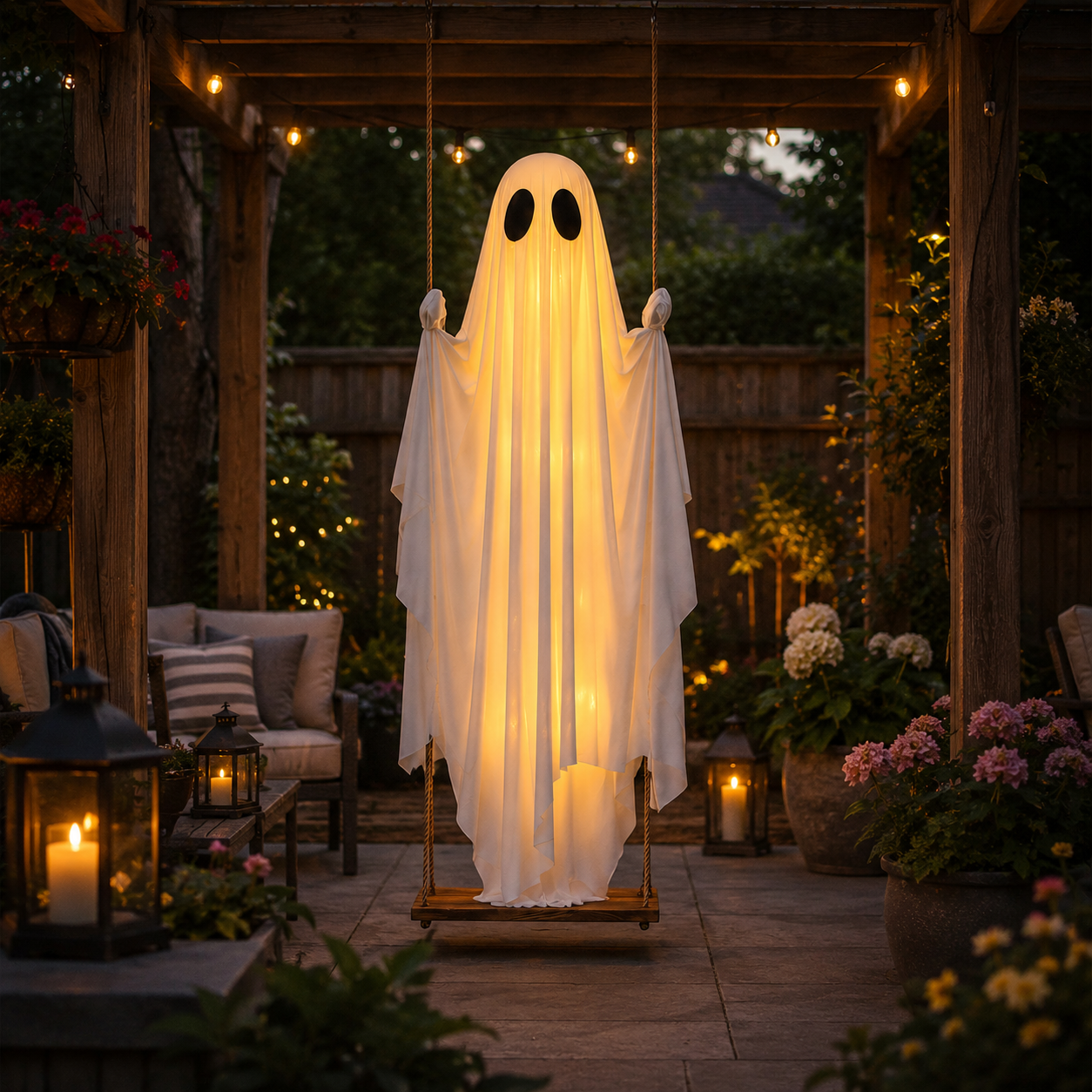 13FT Adjustable Lighted Swing Ghost Outdoor Decor