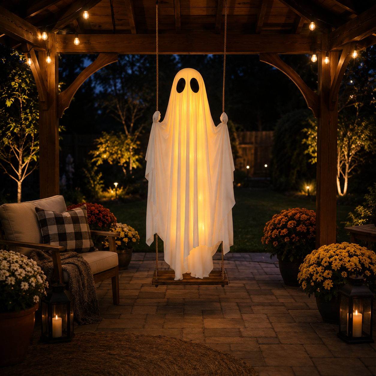 13FT Adjustable Lighted Swing Ghost Outdoor Decor