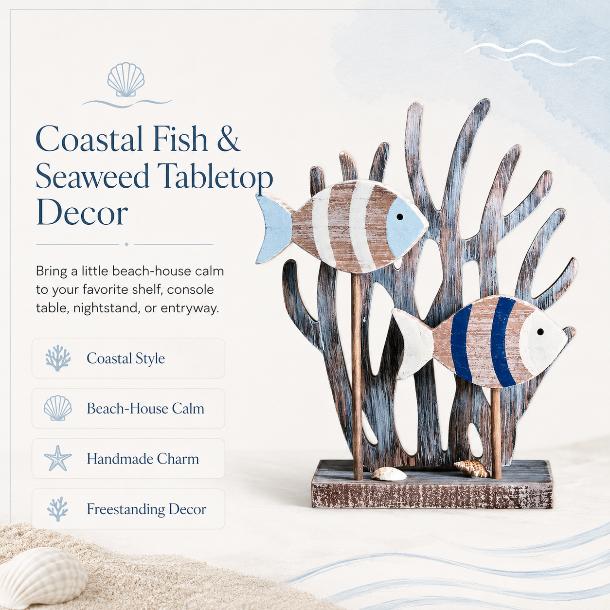 Coastal Fish & Seaweed Tabletop Decor