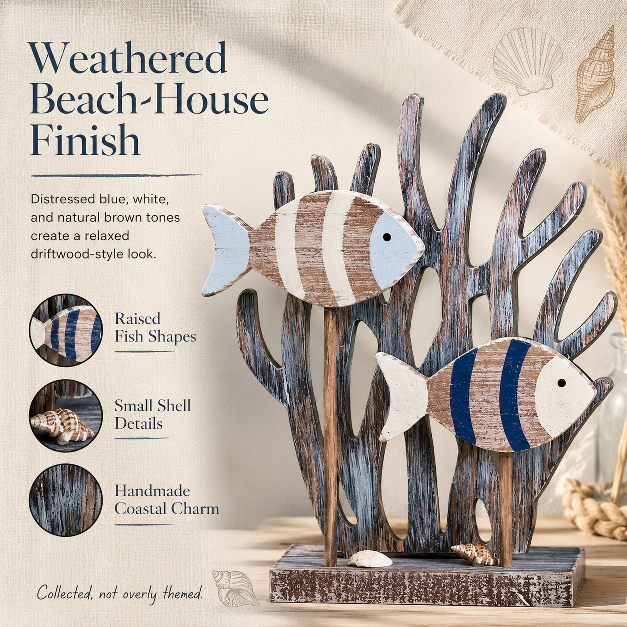 Coastal Fish & Seaweed Tabletop Decor