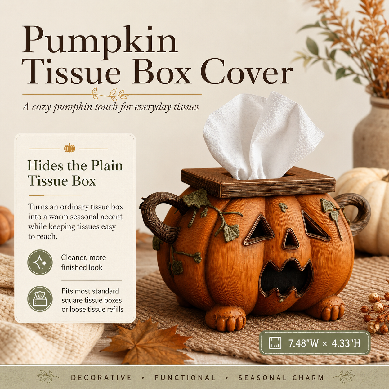 Pumpkin Tissue Box Cover