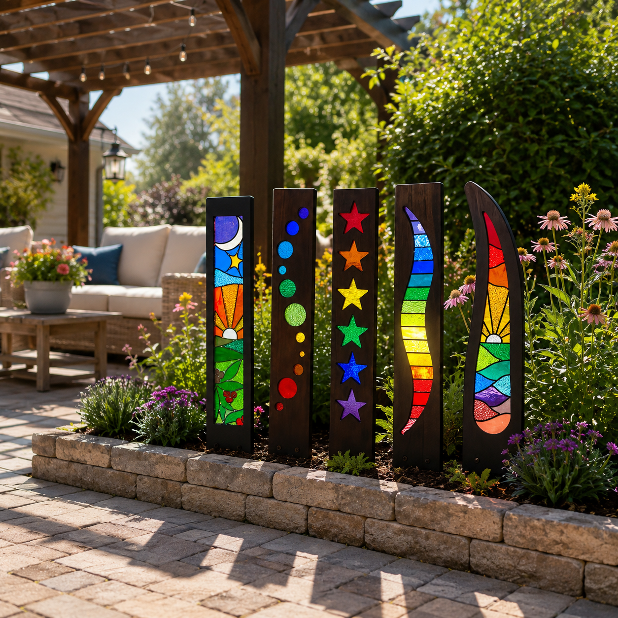 5-Piece Colorful Garden Art Stake Set