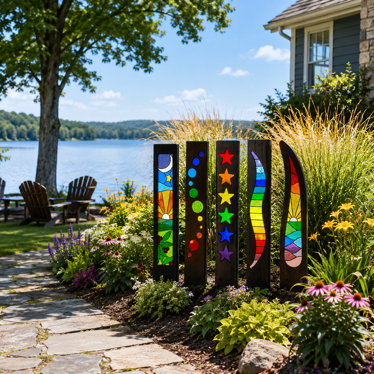5-Piece Colorful Garden Art Stake Set
