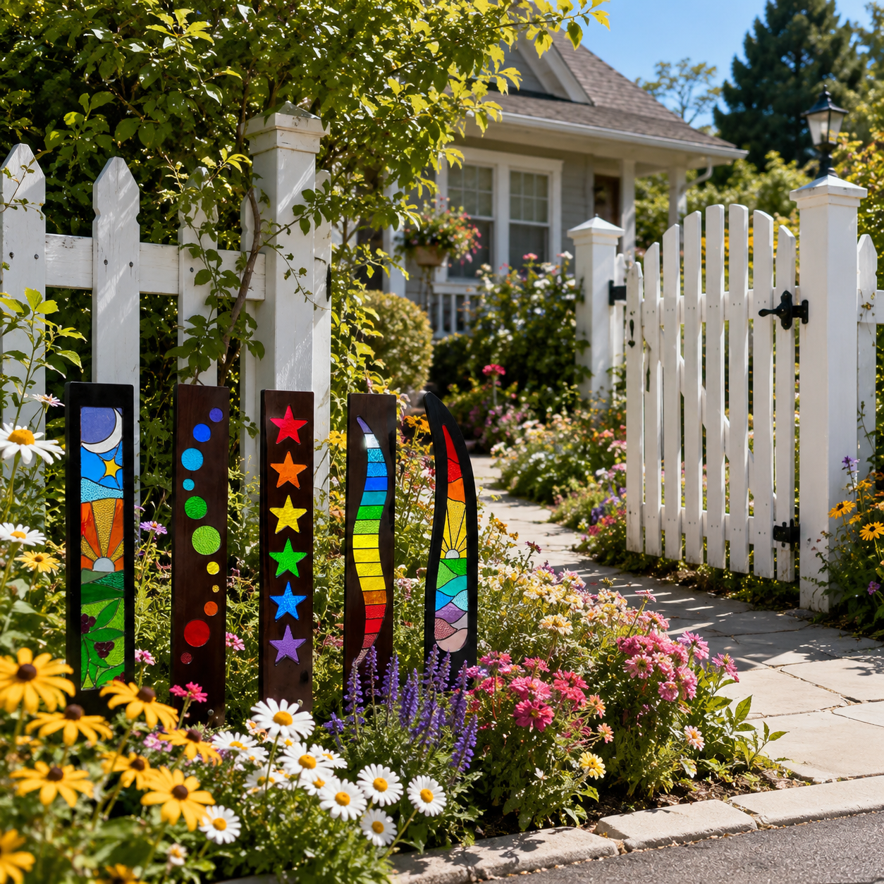 5-Piece Colorful Garden Art Stake Set