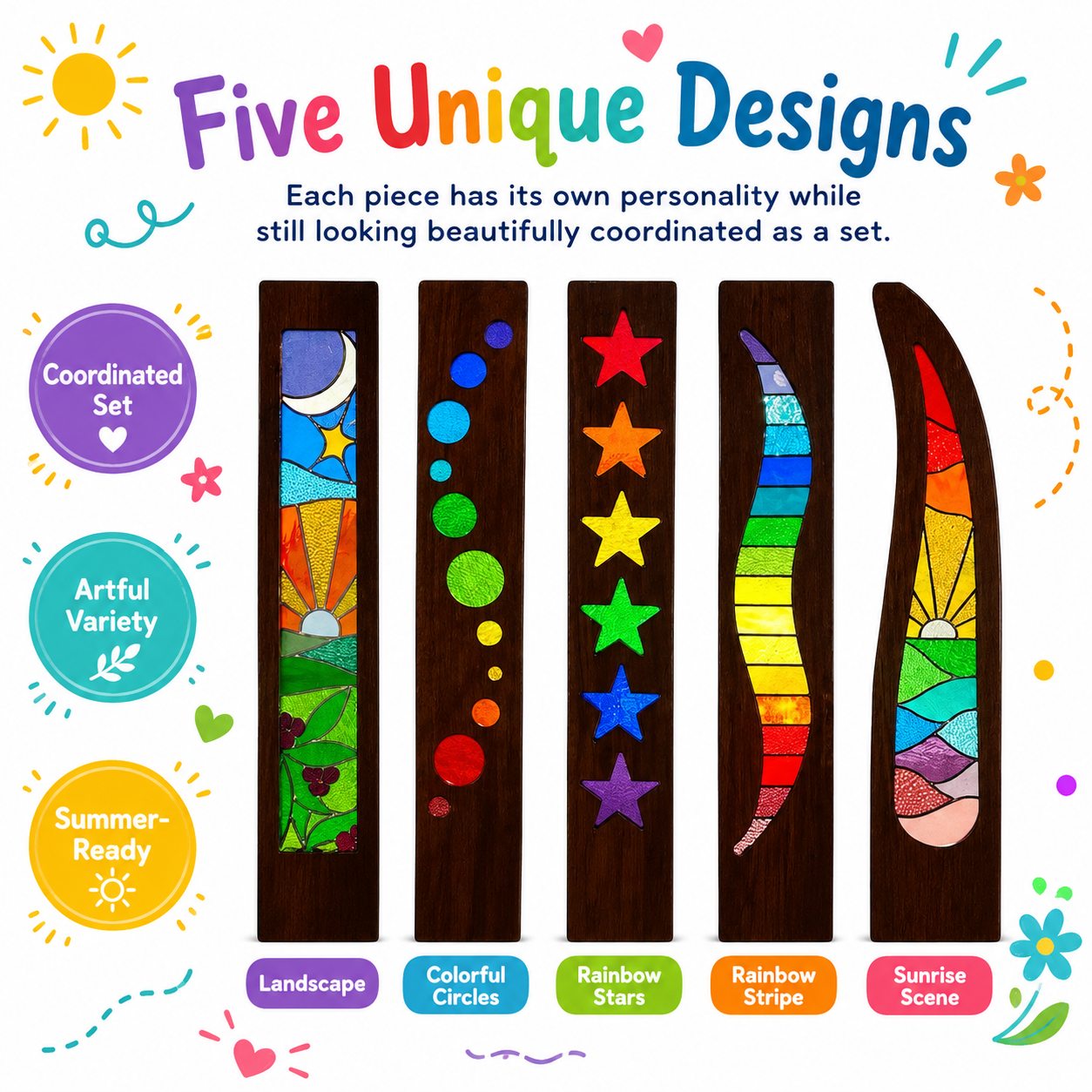 5-Piece Colorful Garden Art Stake Set