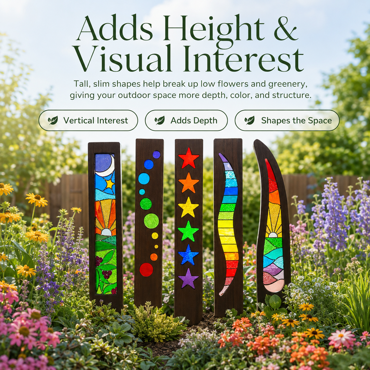 5-Piece Colorful Garden Art Stake Set