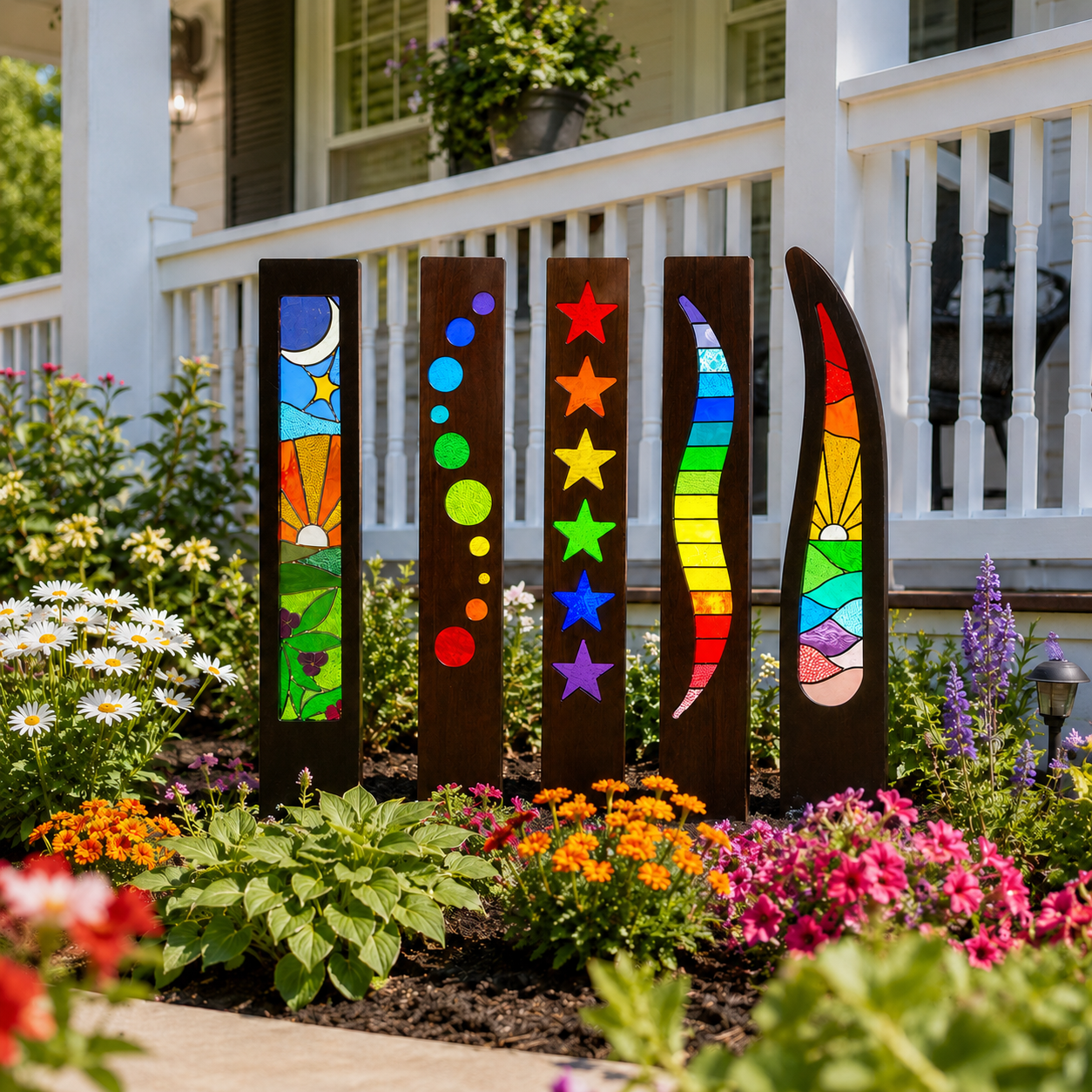 5-Piece Colorful Garden Art Stake Set