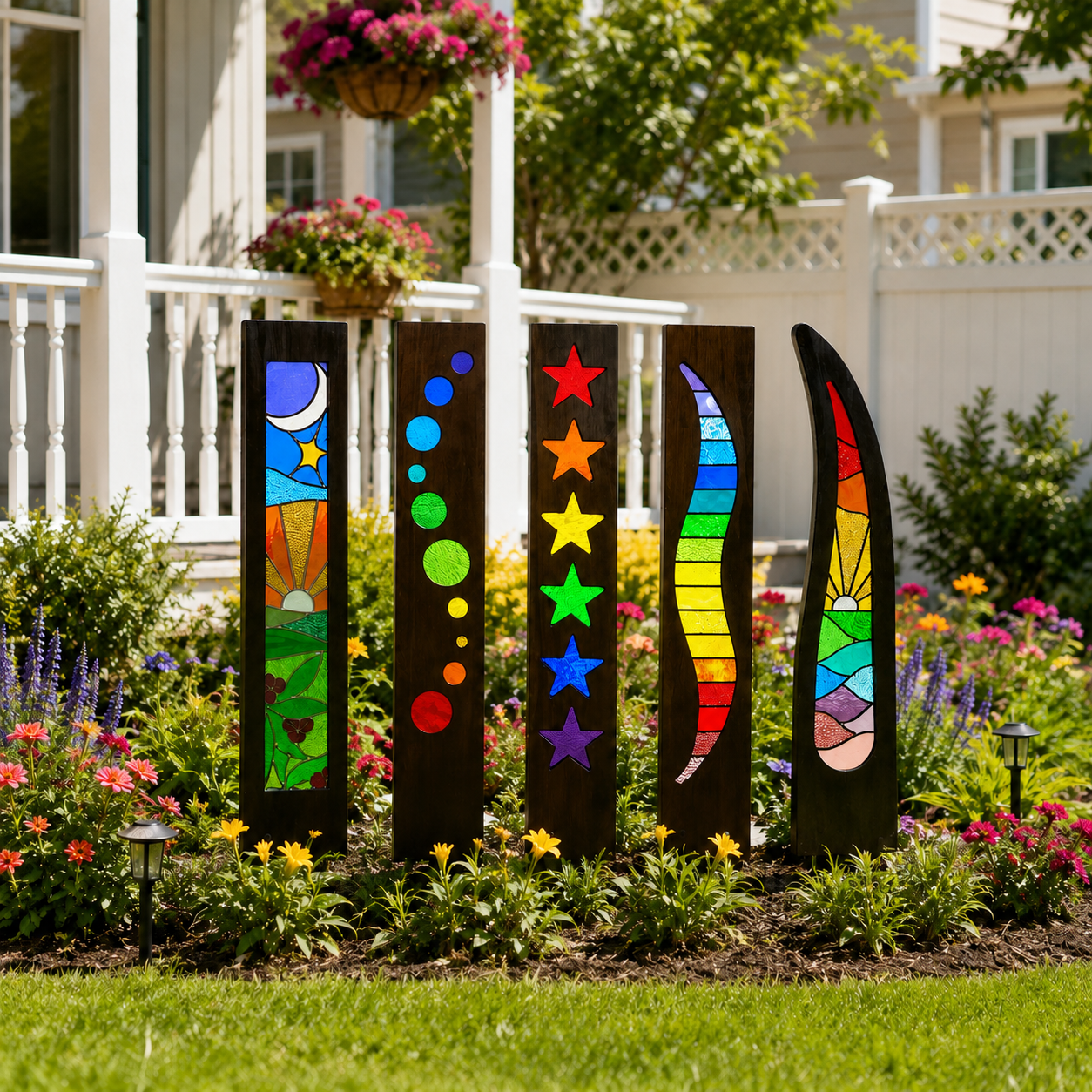 5-Piece Colorful Garden Art Stake Set