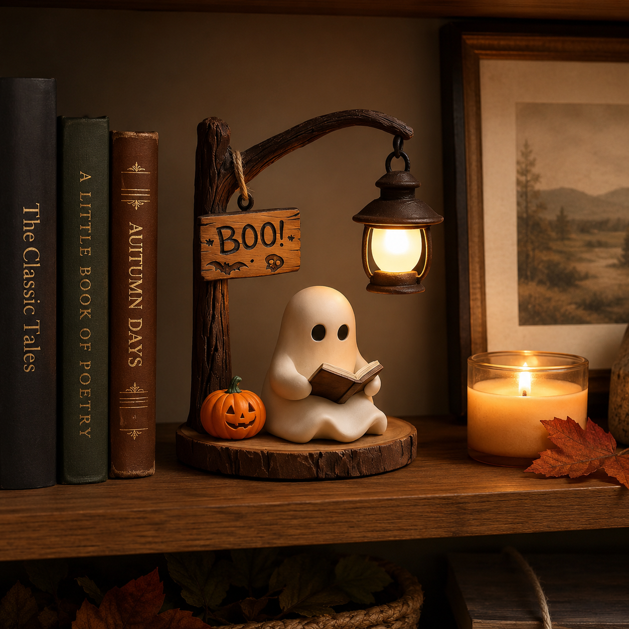 Lighted Boo Ghost Reading Tabletop Decor