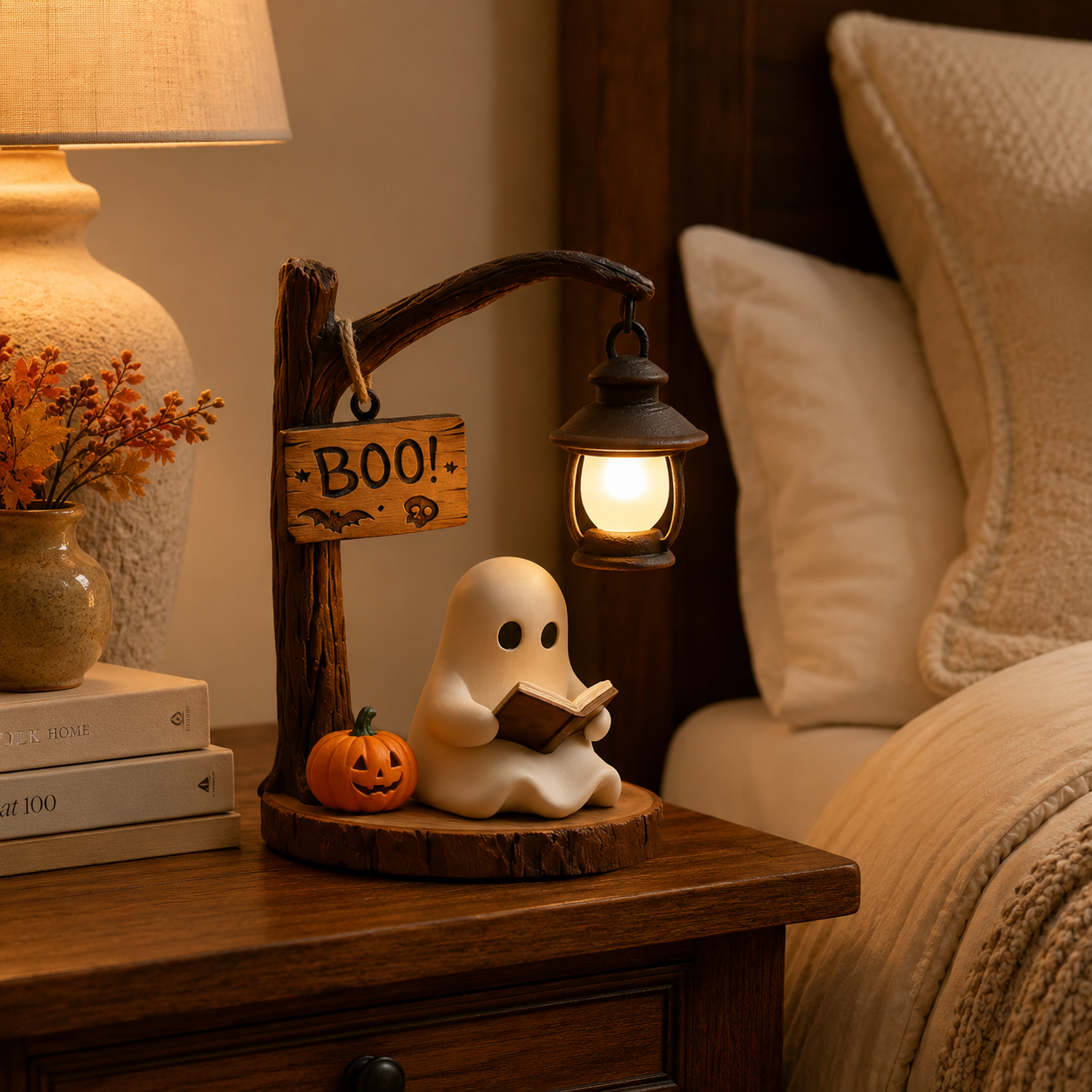 Lighted Boo Ghost Reading Tabletop Decor