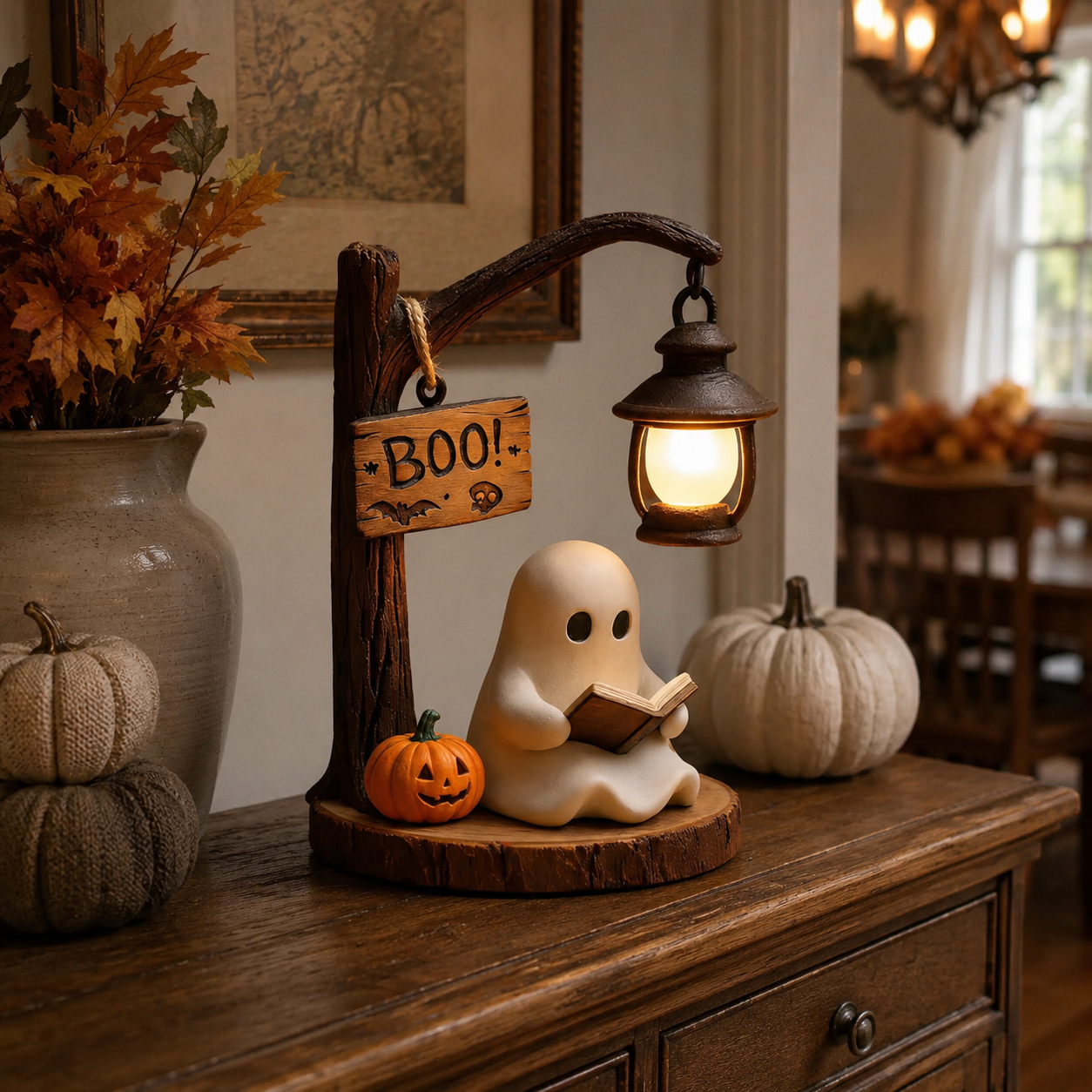 Lighted Boo Ghost Reading Tabletop Decor