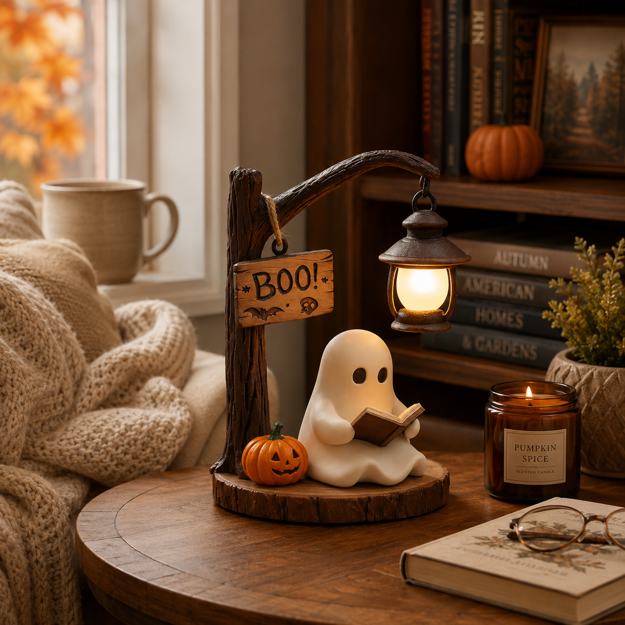 Lighted Boo Ghost Reading Tabletop Decor