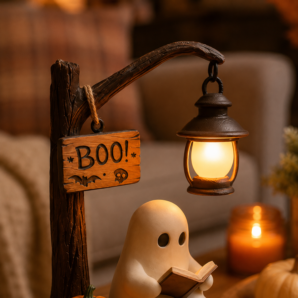 Lighted Boo Ghost Reading Tabletop Decor