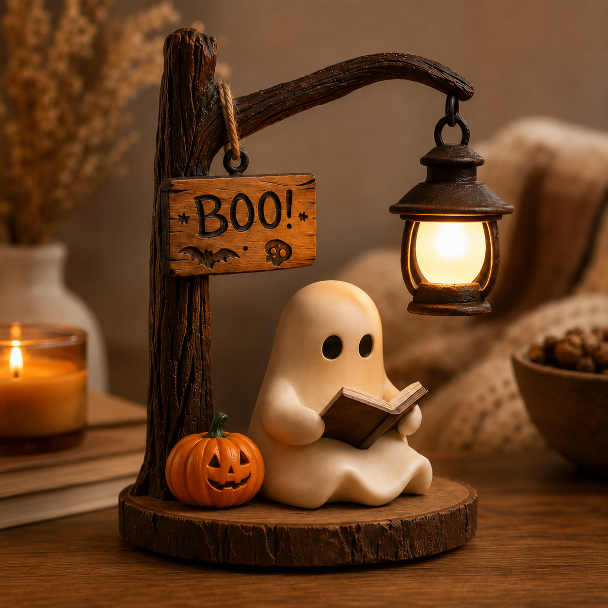 Lighted Boo Ghost Reading Tabletop Decor