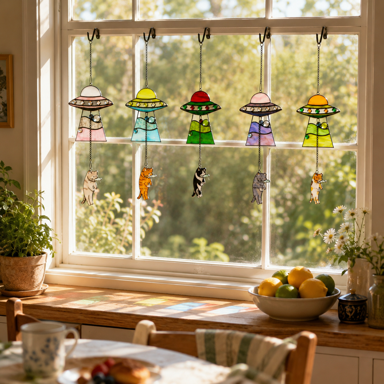 UFO Cat Suncatcher Hanging Decor