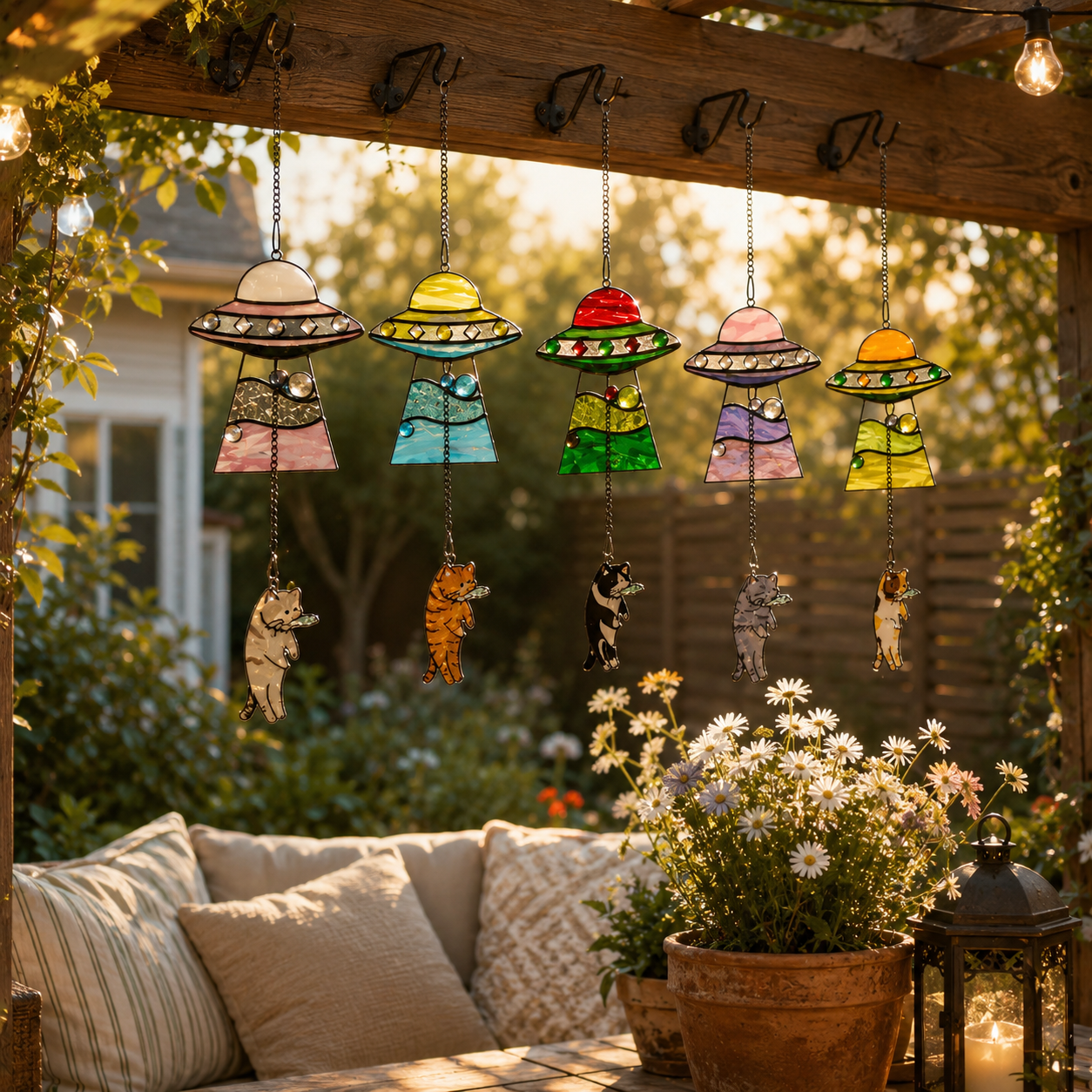 UFO Cat Suncatcher Hanging Decor