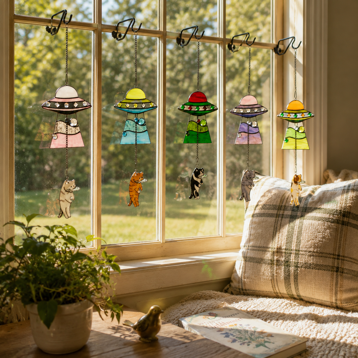 UFO Cat Suncatcher Hanging Decor