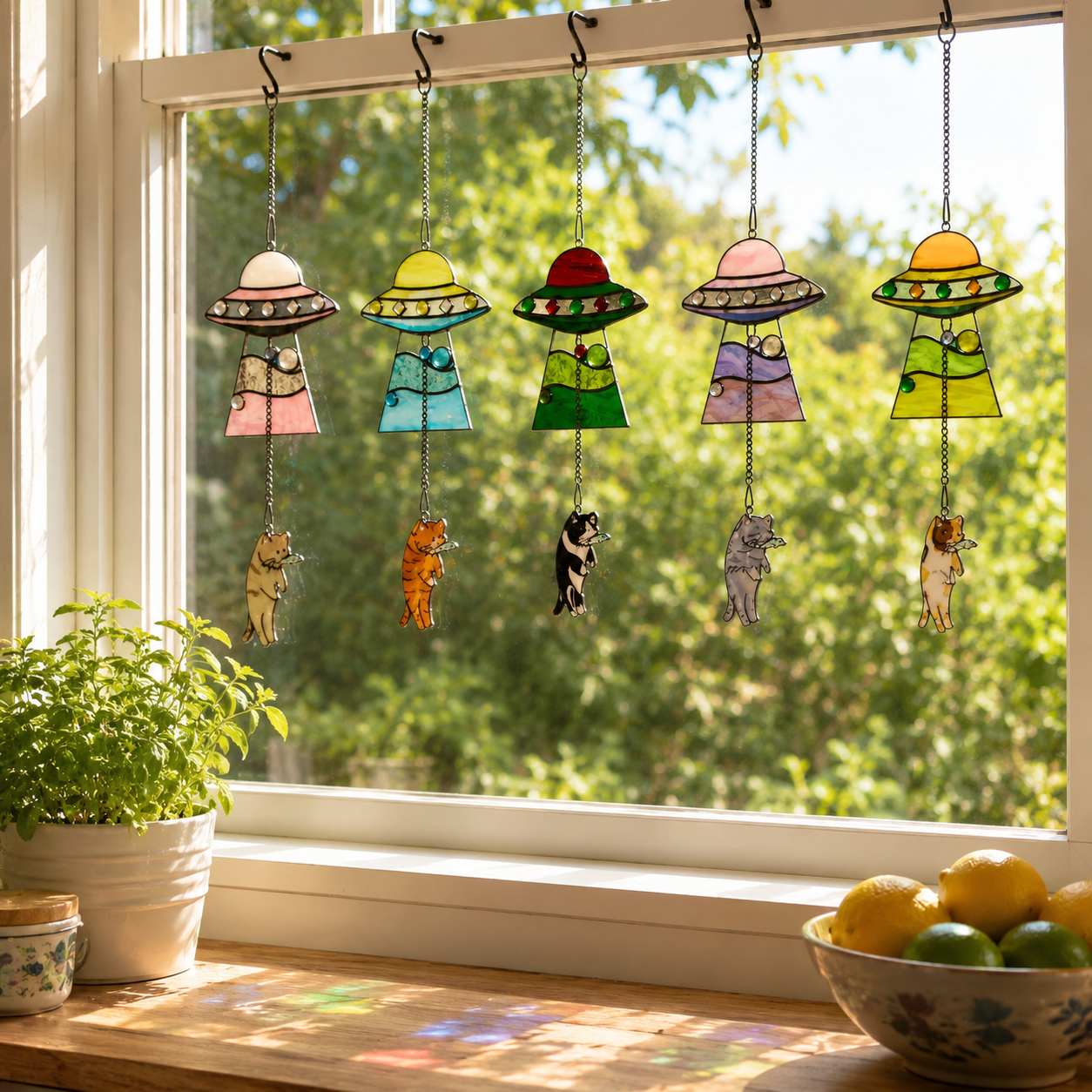 UFO Cat Suncatcher Hanging Decor