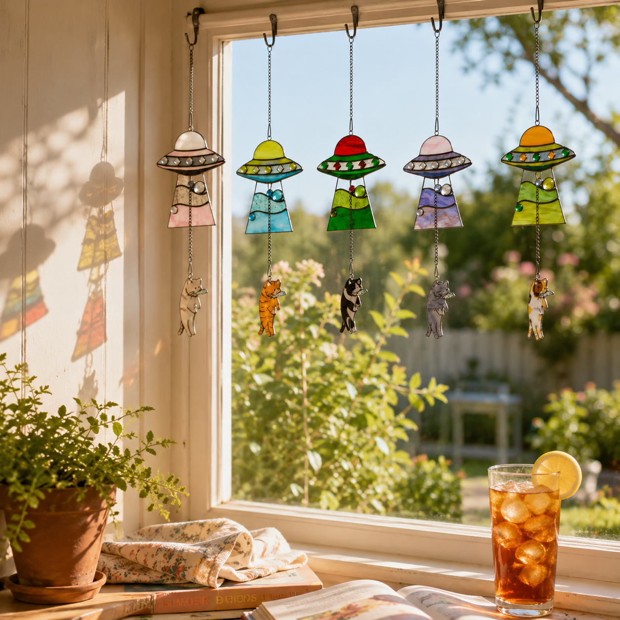 UFO Cat Suncatcher Hanging Decor