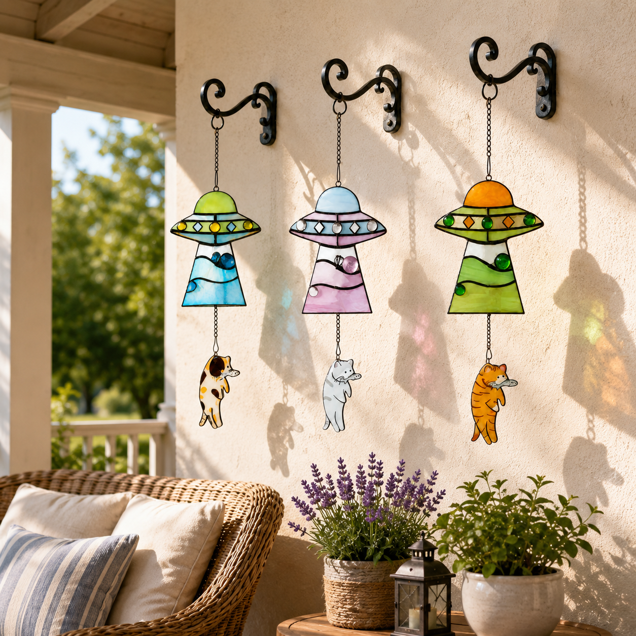 Cat Abduction UFO Acrylic Suncatcher