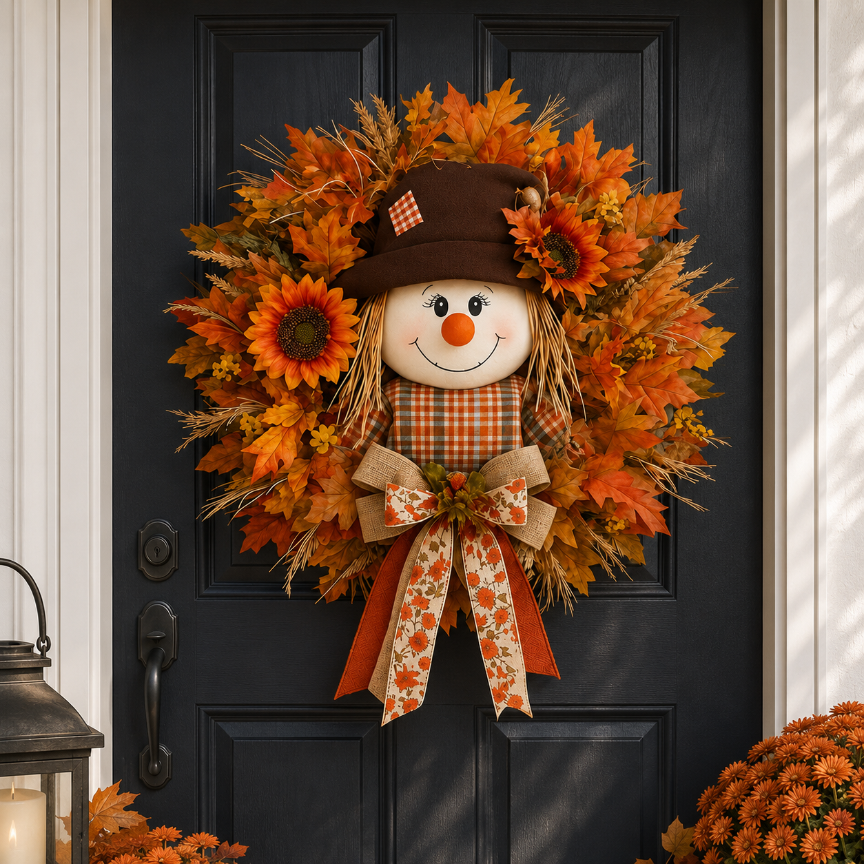 Scarecrow Fall Wreath for Front Door