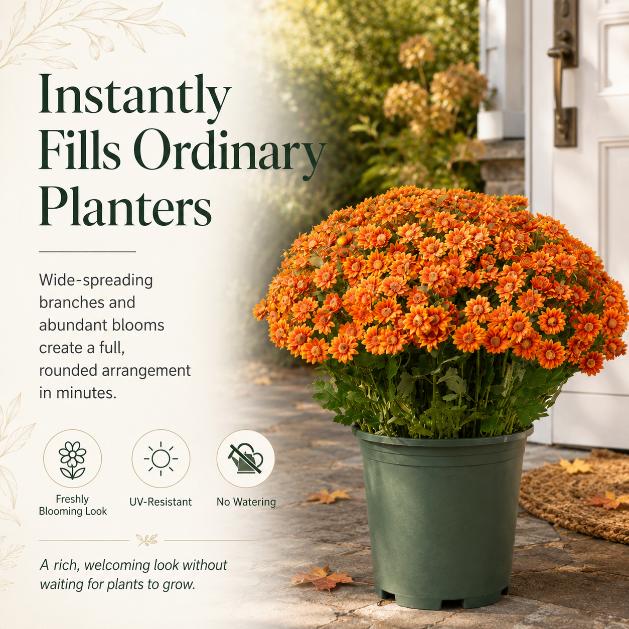 5-Piece Full-Bloom Artificial Mum Bush Set