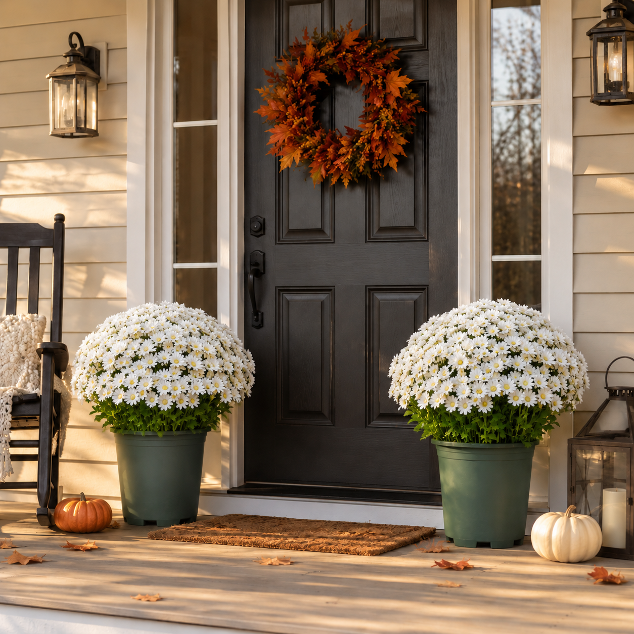 5-Piece Full-Bloom Artificial Mum Bush Set