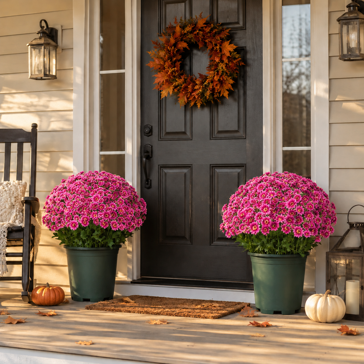 5-Piece Full-Bloom Artificial Mum Bush Set