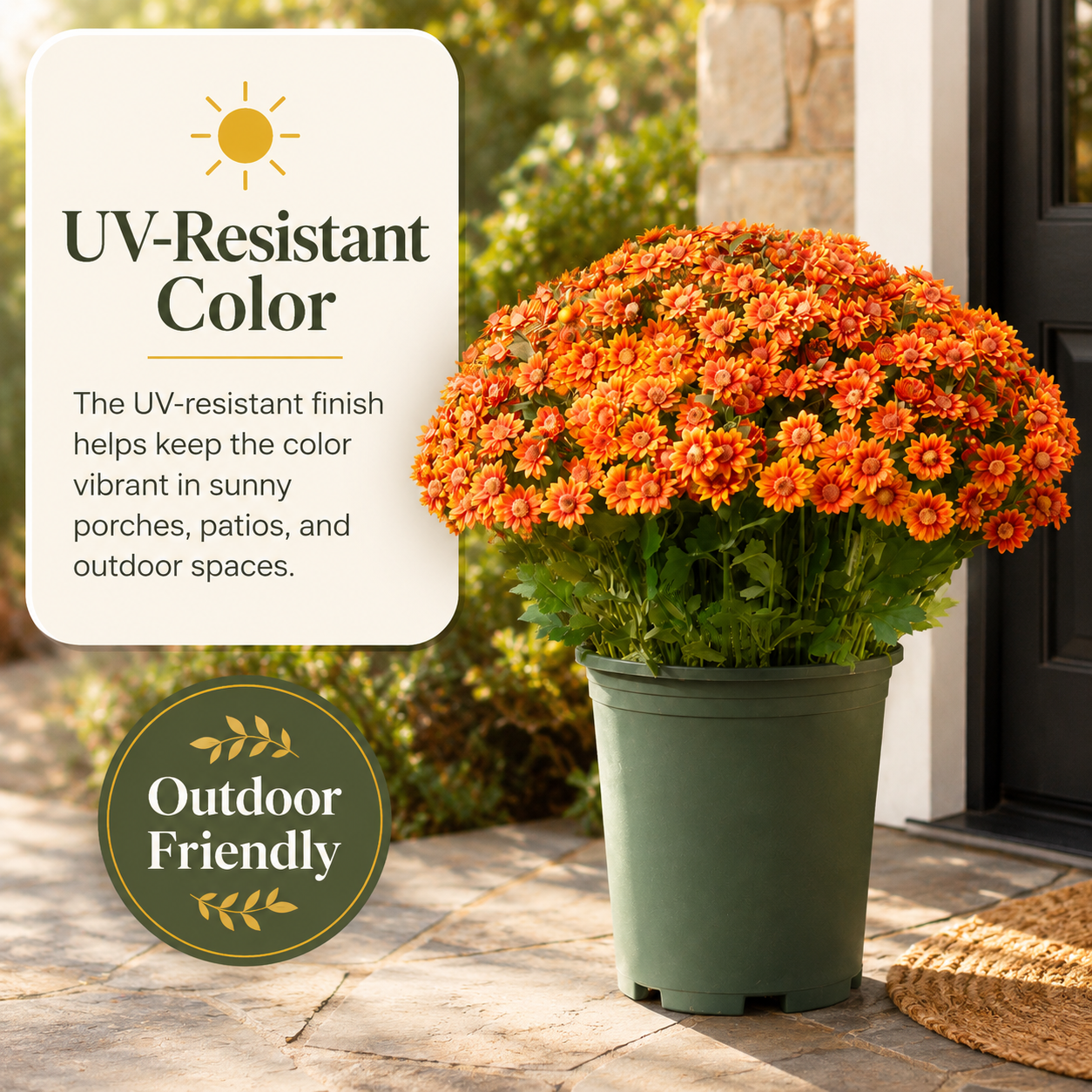5-Piece Full-Bloom Artificial Mum Bush Set
