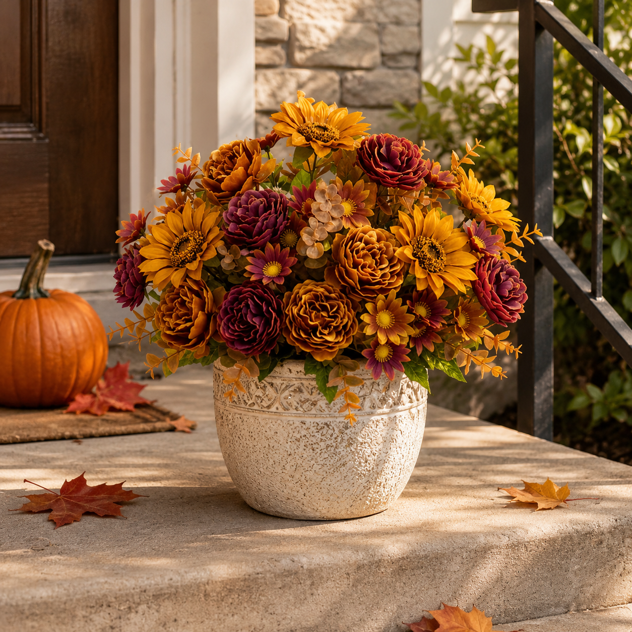 3-Piece Artificial Sunflower & Peony Bush Set