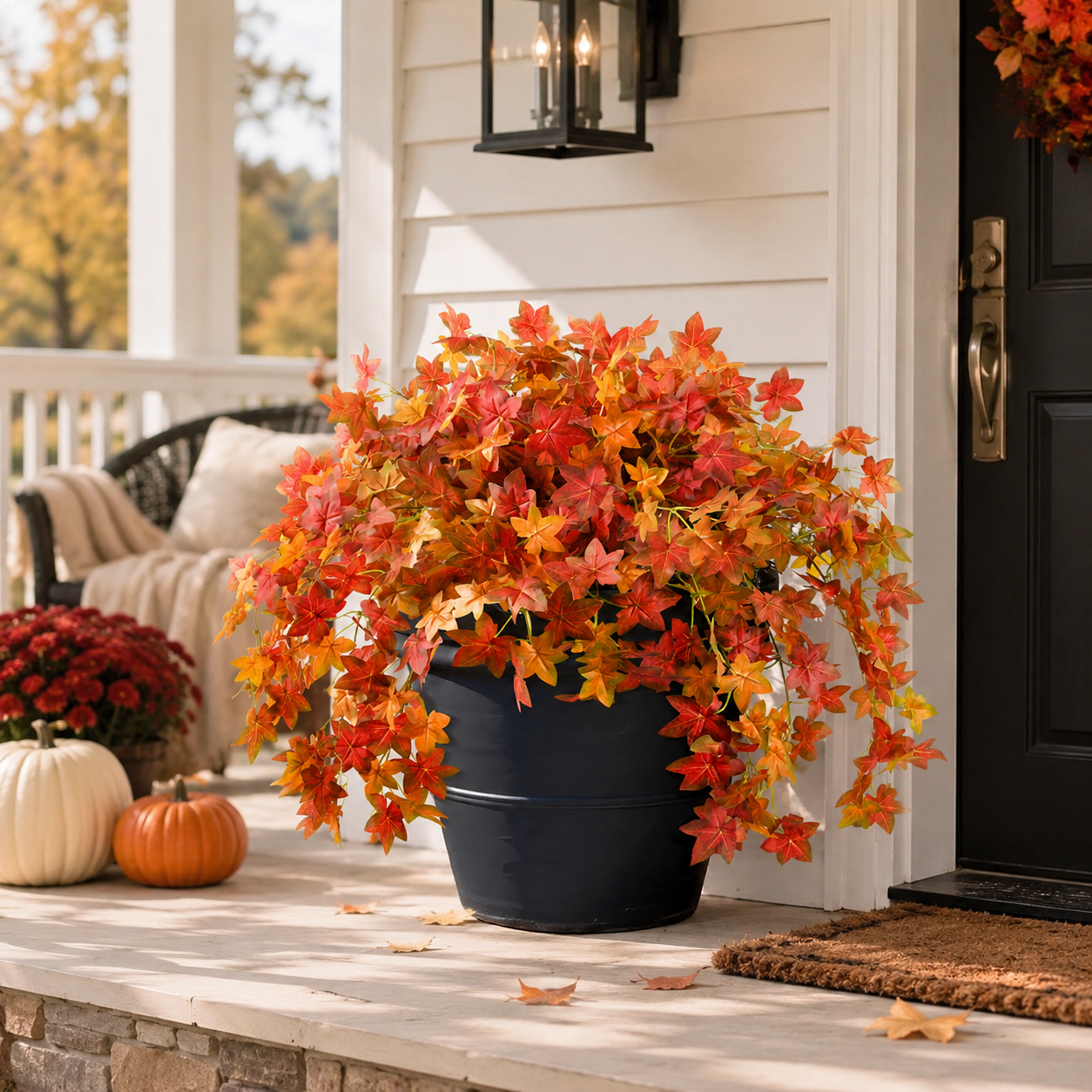 Artificial Cascading Autumn Maple Leaf Bush