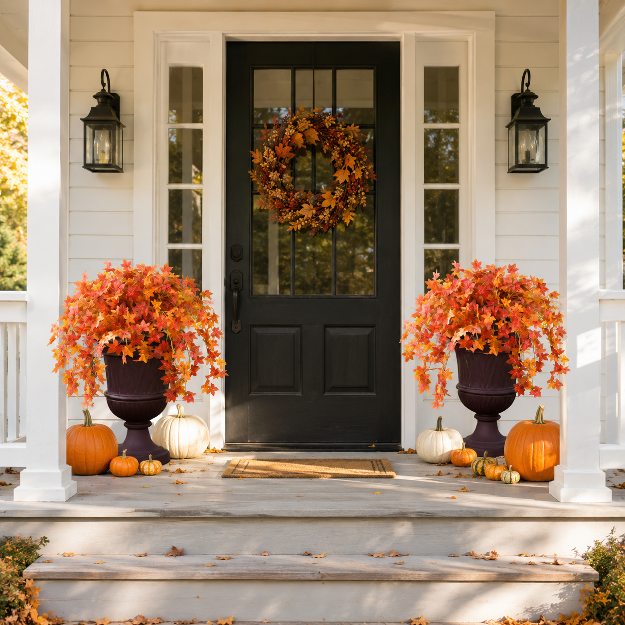 Artificial Cascading Autumn Maple Leaf Bush