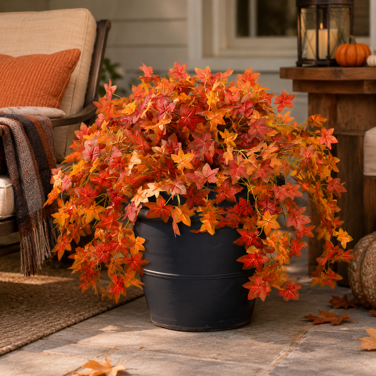 Artificial Cascading Autumn Maple Leaf Bush
