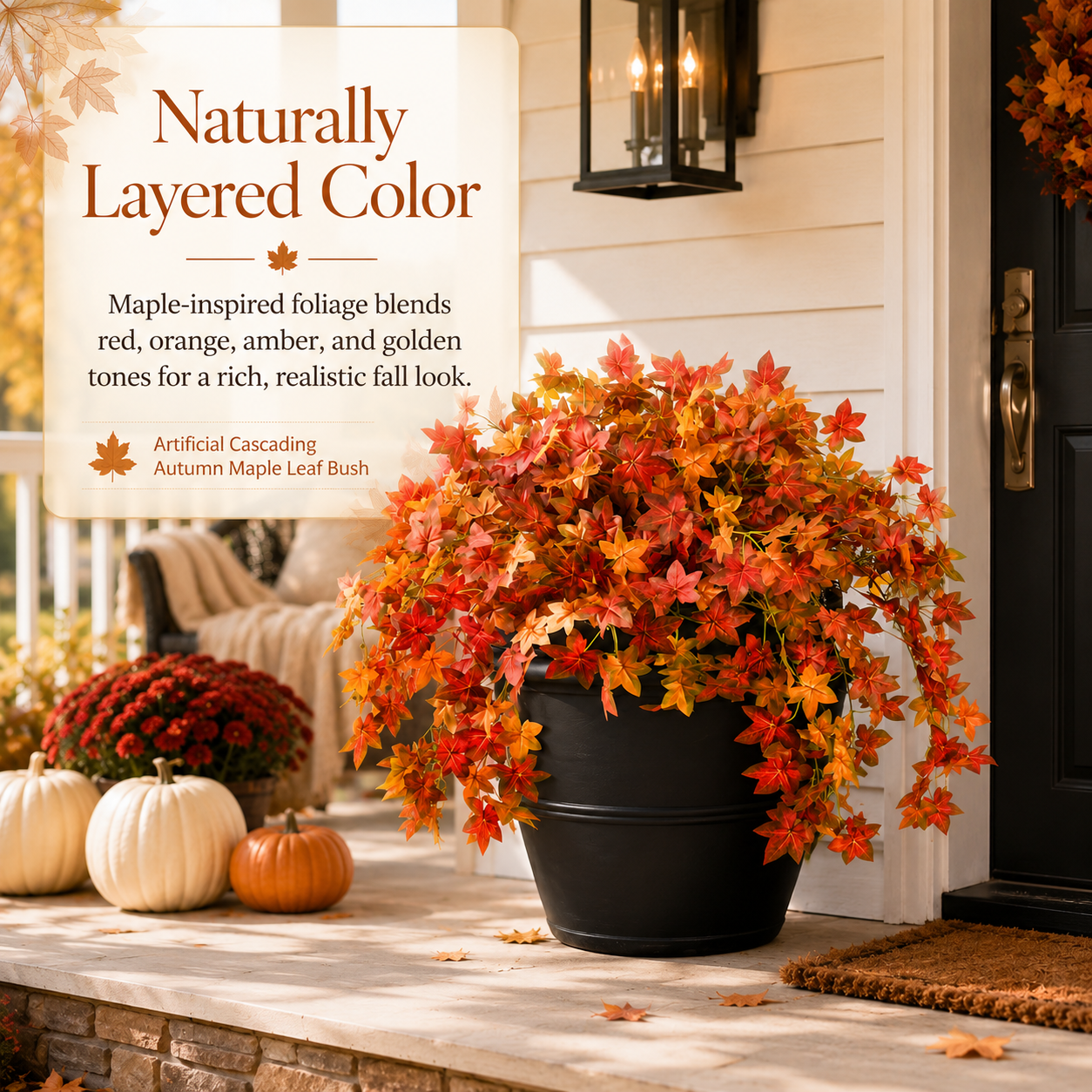 Artificial Cascading Autumn Maple Leaf Bush