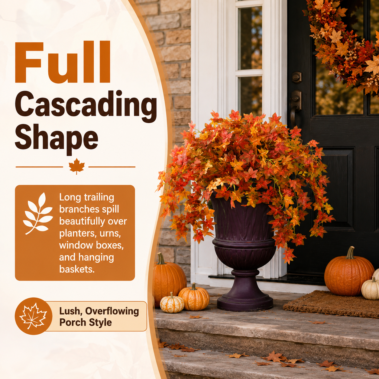 Artificial Cascading Autumn Maple Leaf Bush