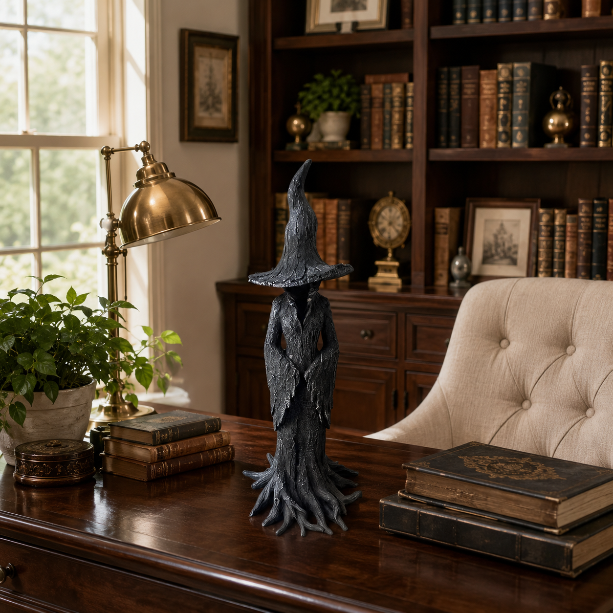 Black Witch Root Statue Tabletop Decor