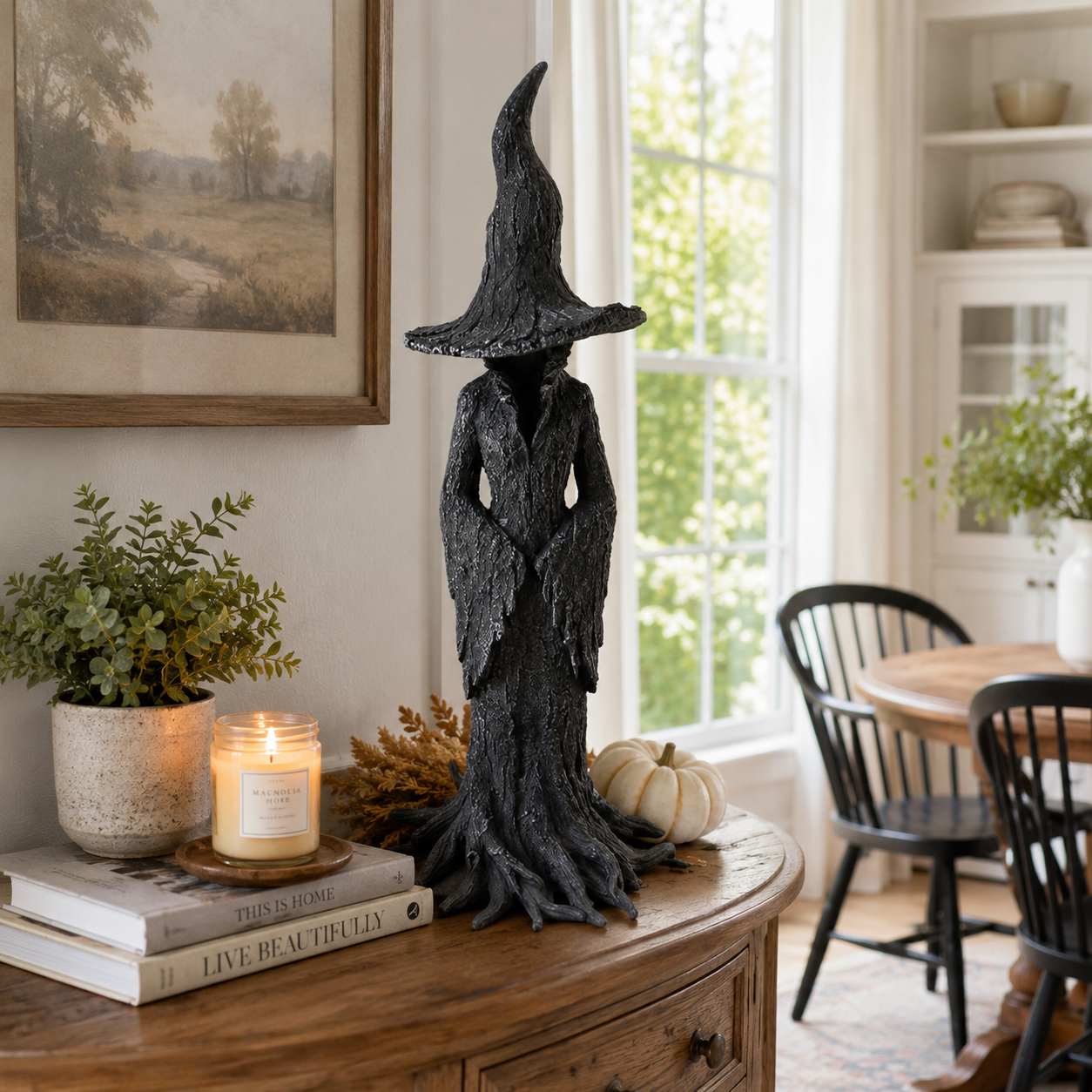 Black Witch Root Statue Tabletop Decor