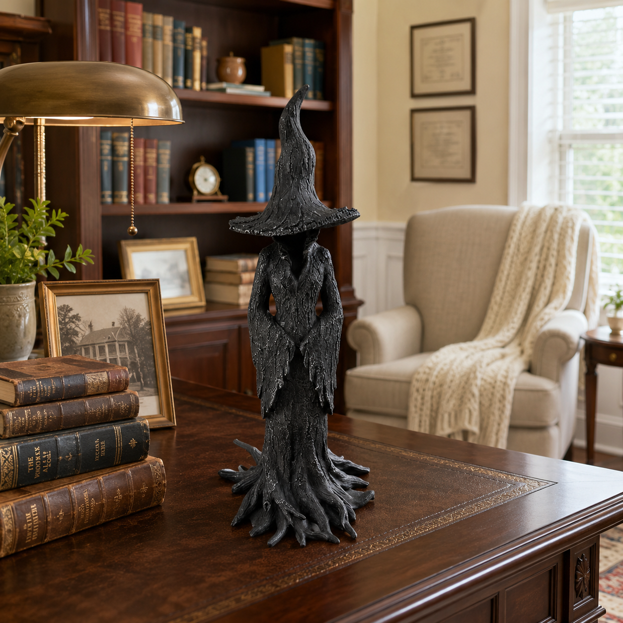 Black Witch Root Statue Tabletop Decor
