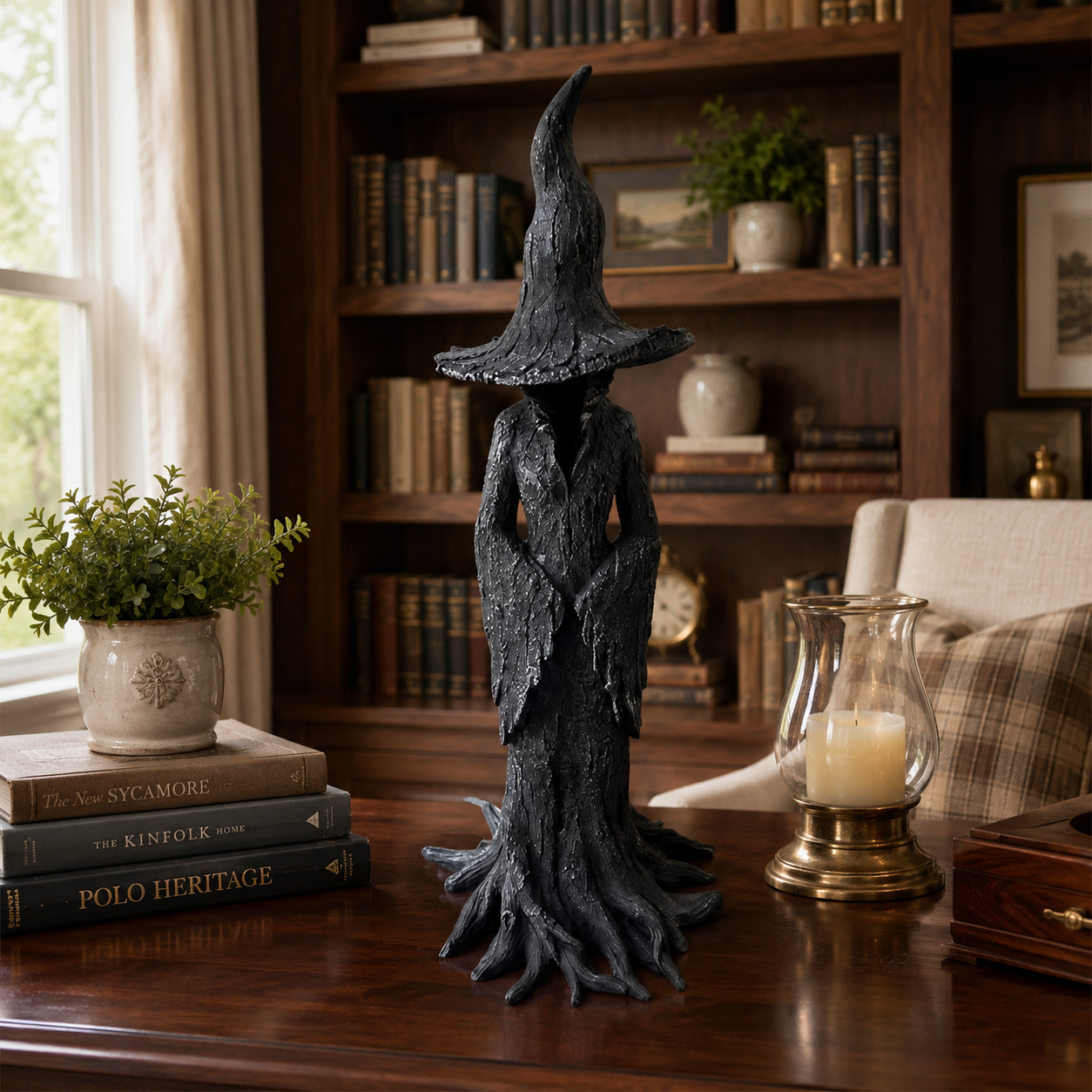 Black Witch Root Statue Tabletop Decor