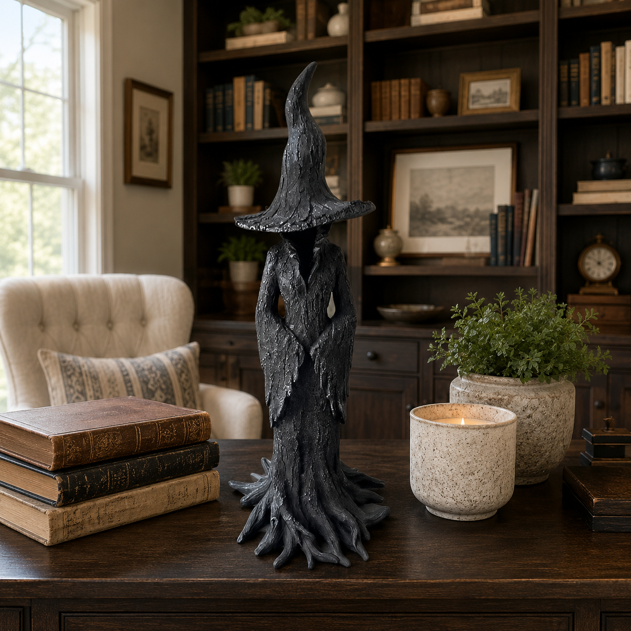 Black Witch Root Statue Tabletop Decor