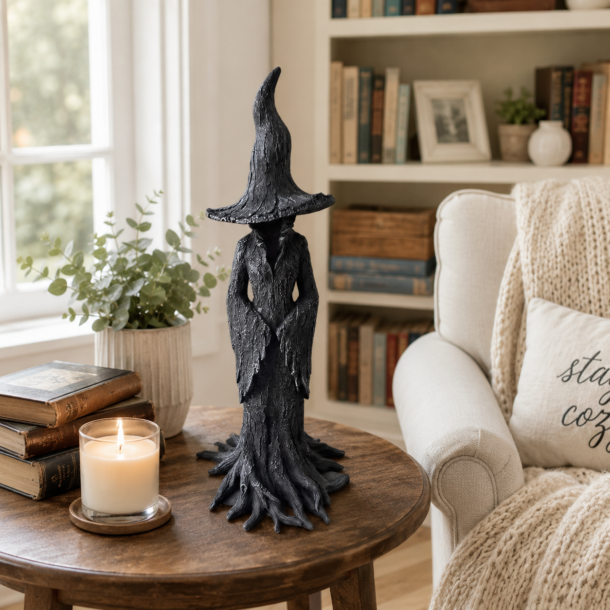 Black Witch Root Statue Tabletop Decor