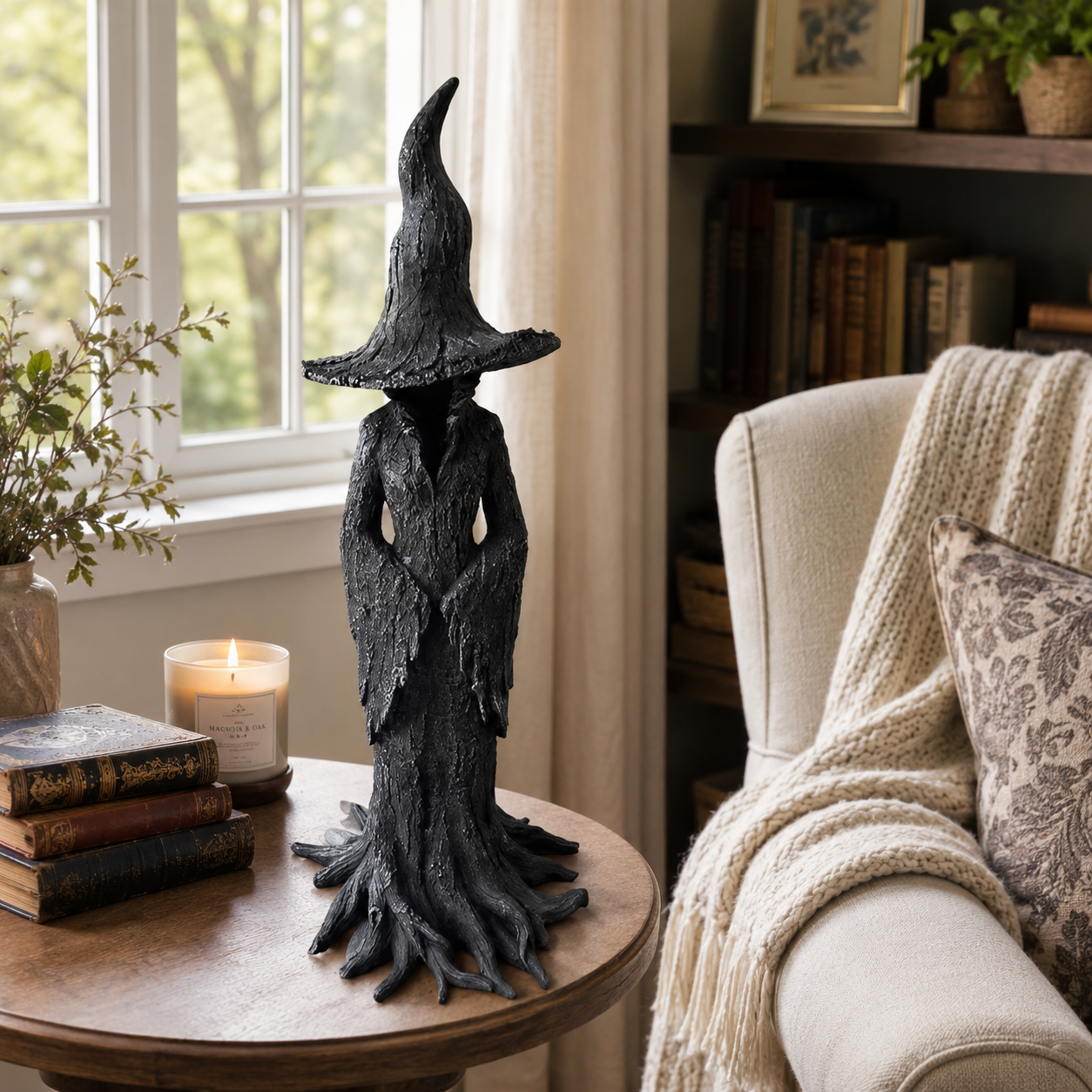 Black Witch Root Statue Tabletop Decor