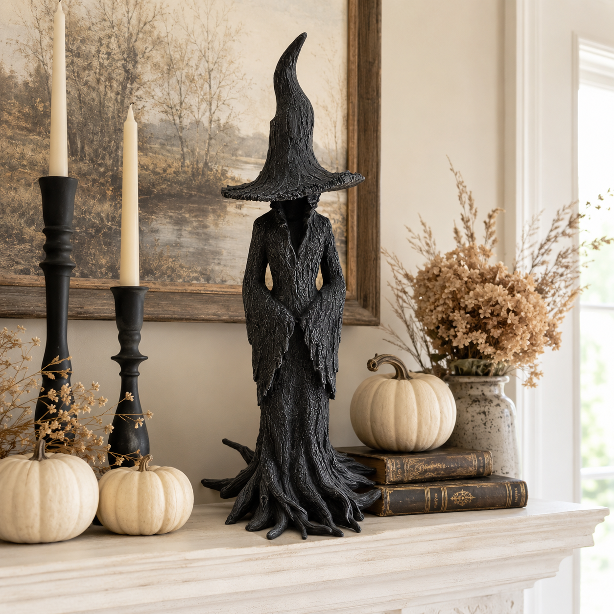 Black Witch Root Statue Tabletop Decor