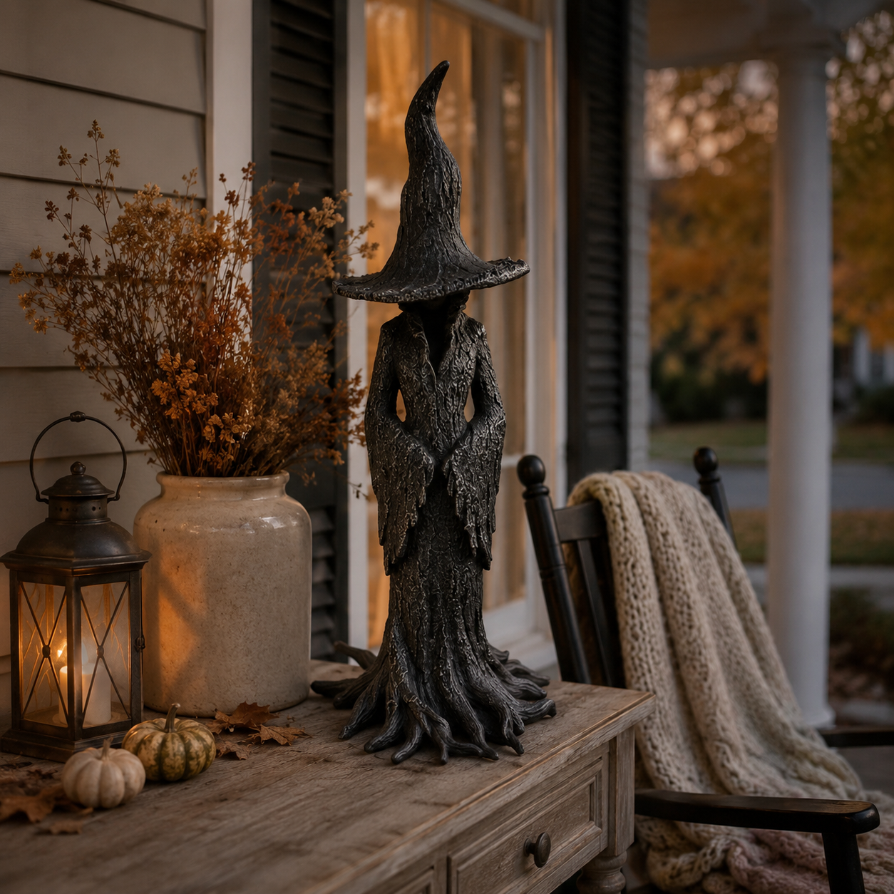 Black Witch Root Statue Tabletop Decor