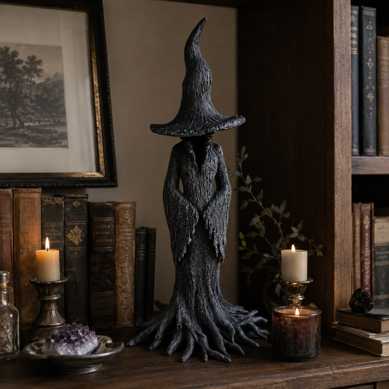 Black Witch Root Statue Tabletop Decor