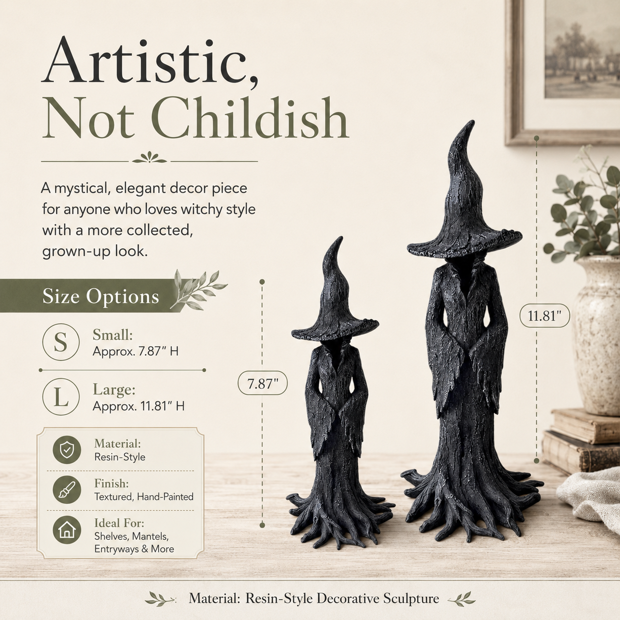 Black Witch Root Statue Tabletop Decor