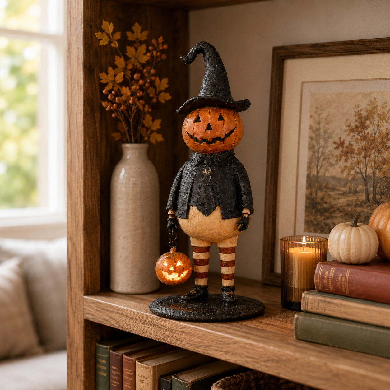 Pumpkin Witch Lantern Tabletop Decor