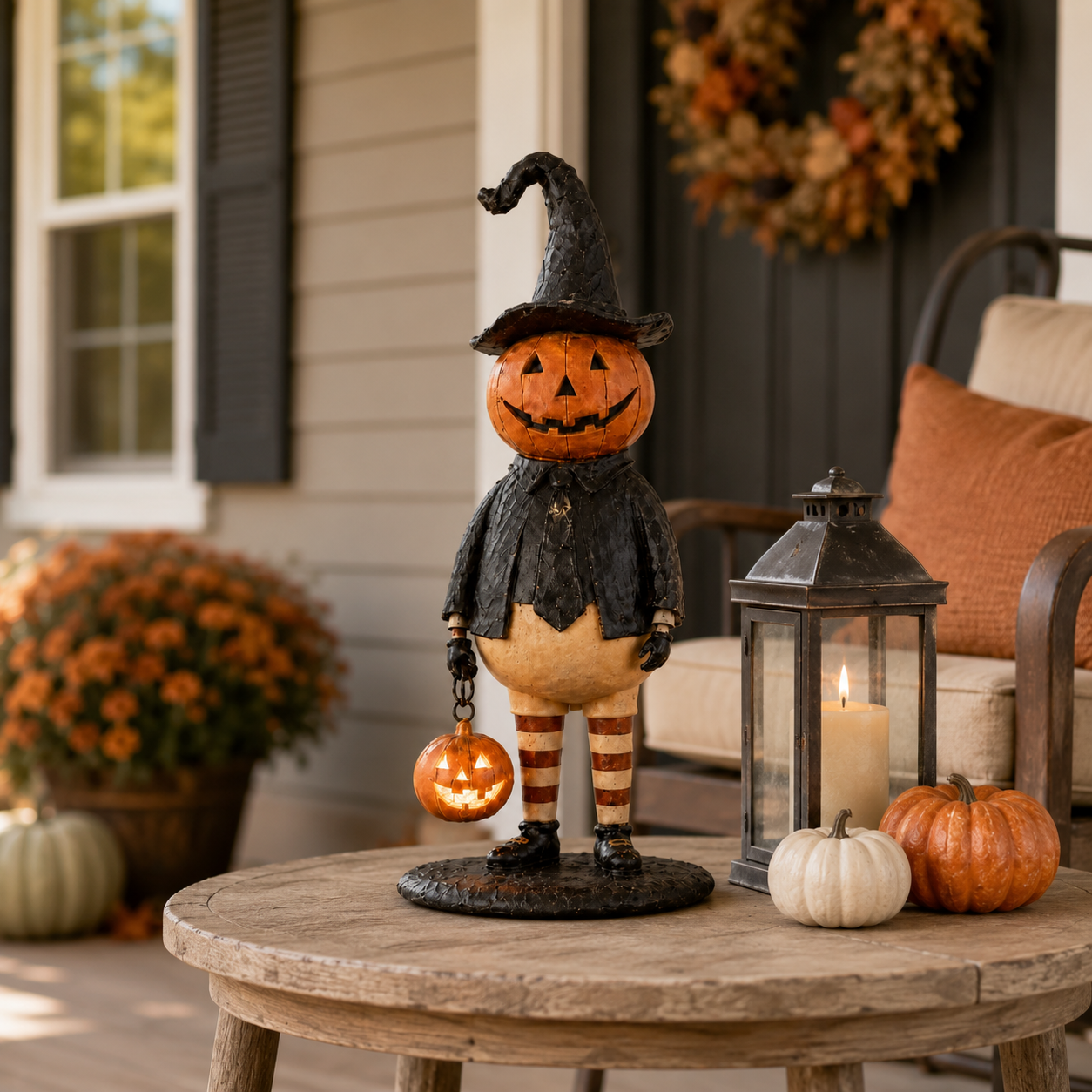 Pumpkin Witch Lantern Tabletop Decor