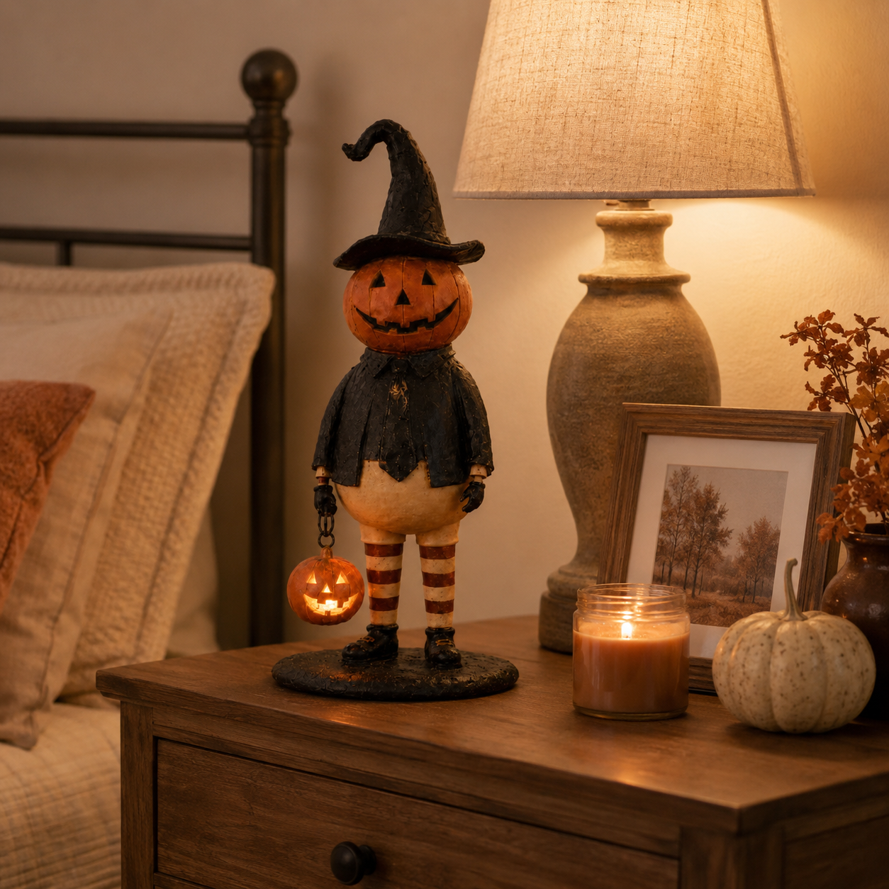 Pumpkin Witch Lantern Tabletop Decor